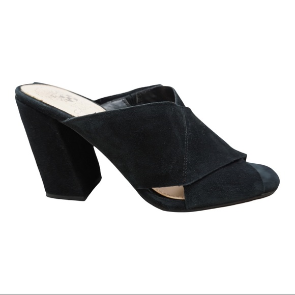 Vince Camuto Jevan black Suede Block heel mules size 8.5 - Picture 3 of 8